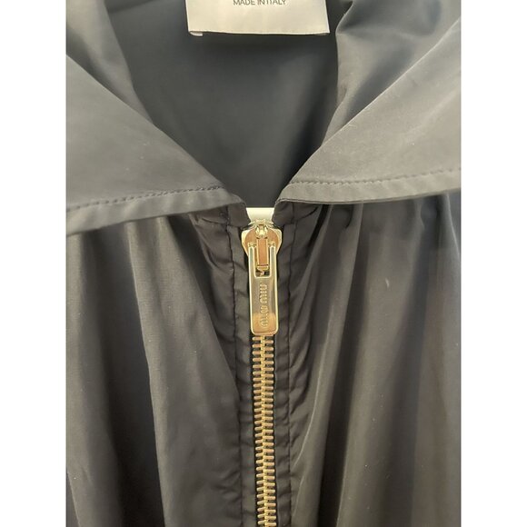 Miu Miu Black Nylon Short-Sleeve Jacket With Gold Zipper Details & Adjustable Wa - Picture 4 of 12